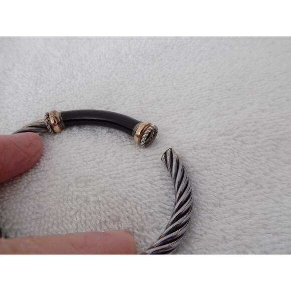 Italian 925 sterling silver 18K twisted bangle bracelet - Picture 5 of 10